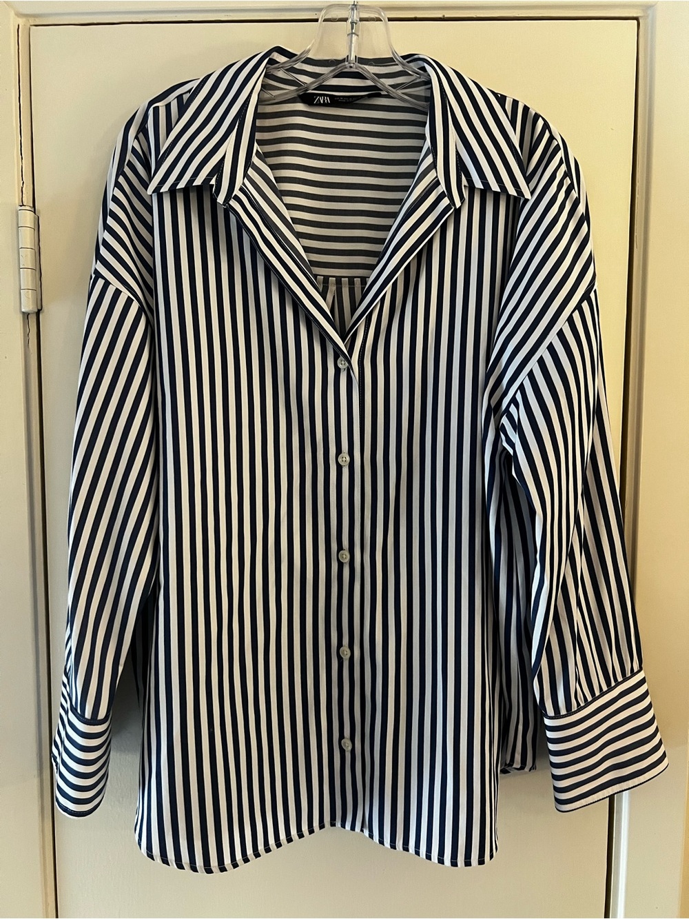 ZARA Blue and White Striped Button Down